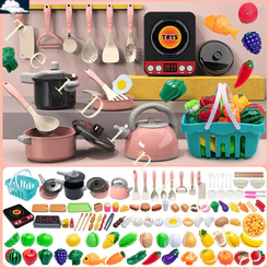 Conjunto De Brinquedos De Cozinha Simulados Para Crianças , Cortar Legumes , Cozinhar Frutas , Utensílios Bebês
