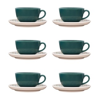 Jogo de 6 Xícaras de Chá 200 Ml com pires Oxford Flat Nisa em Oferta na Shopee