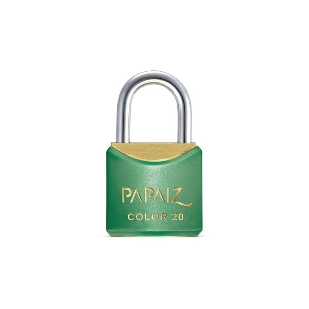 Cadeado com Chave 20mm Latão Verde Colorido Papaiz