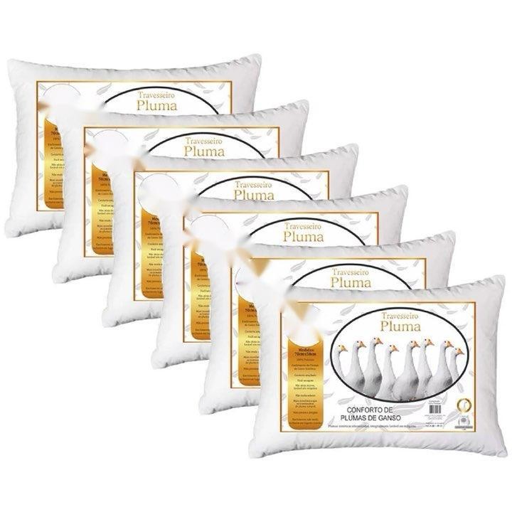Kit de Travesseiros de Pluma de ganso (1, 2, 4 e 6 travesseiros) sintético 50x70 macio antialérgico em Oferta na Shopee