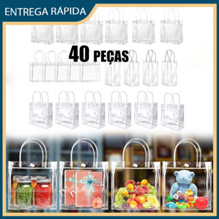 40 peças saco de casamento de PVC transparente saco de férias de plástico reutilizável em Oferta na Shopee