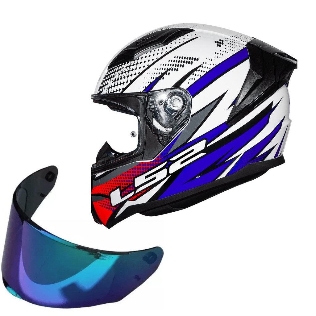 Capacete Moto Ls2 FF810 Vigo Flight Azul + Viseira Camaleao