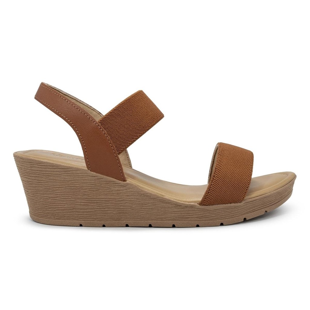 Sandália Usaflex Feminina Anabela Elástico Detalhe Couro AB8704