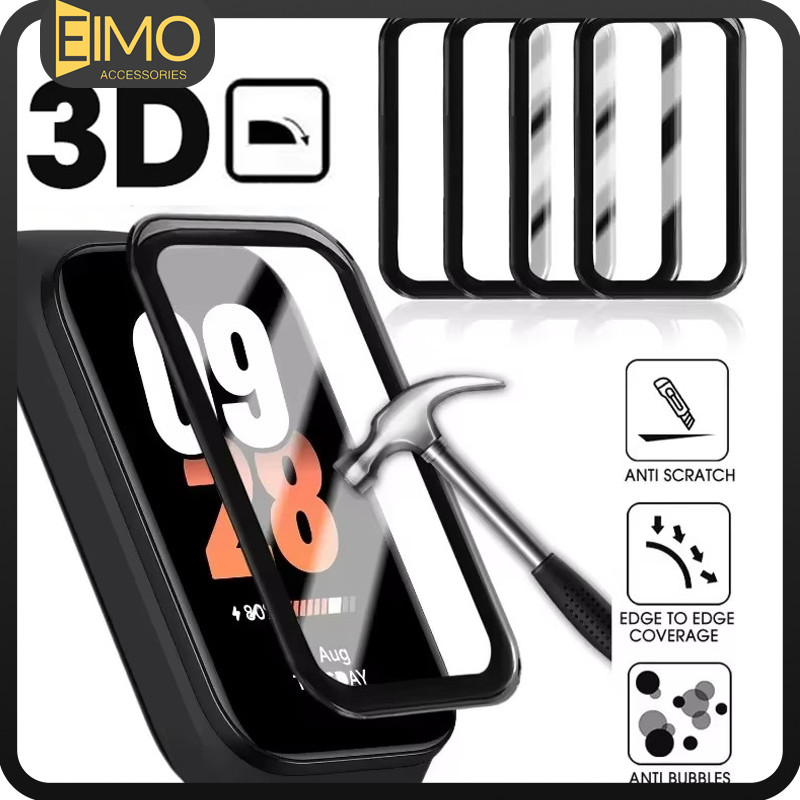 Pelicula 3D Para Relógio Smartwatch Xiaomi Mi Band 9 8 Active/Redmi Band 3 2 Screen Protector Temperada