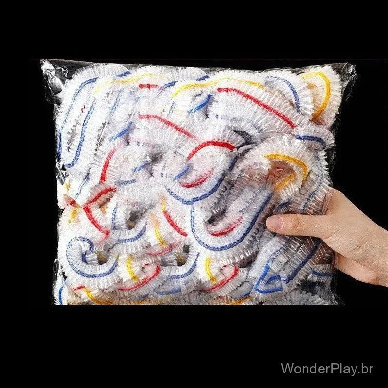 100 Peças de Capas Elásticas para Alimentos, Tampas de Tigela de Plástico Descartáveis para Armazenamento de Frutas e Le