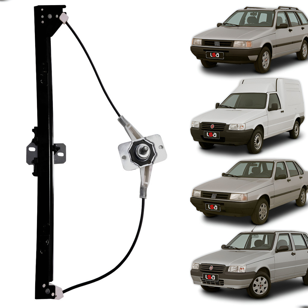 Máquina Vidro Manual Dianteiro Esquerdo Fiat Elba Fiorino Uno 1984-2013 4P Custo-Benefício Ideal para Reposição de Peças