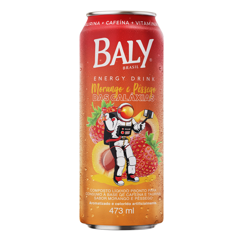 Imagem Energético Baly Energy Drink Morango e Pêssego 473ml