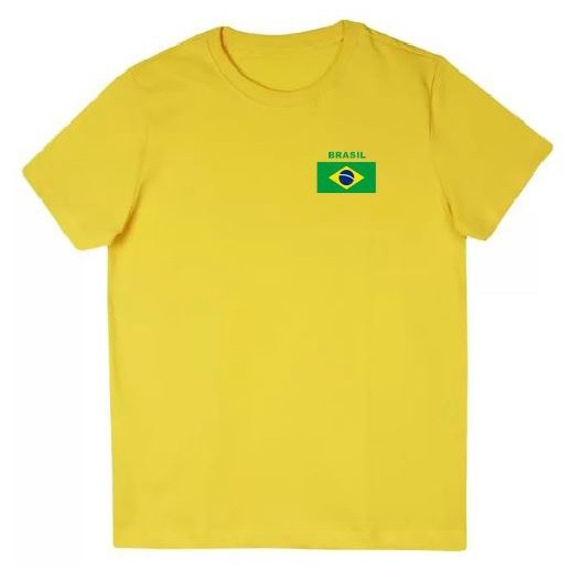 Camiseta Camisa blusa Infantil Com Bandeira do Brasil. 100% Algodão