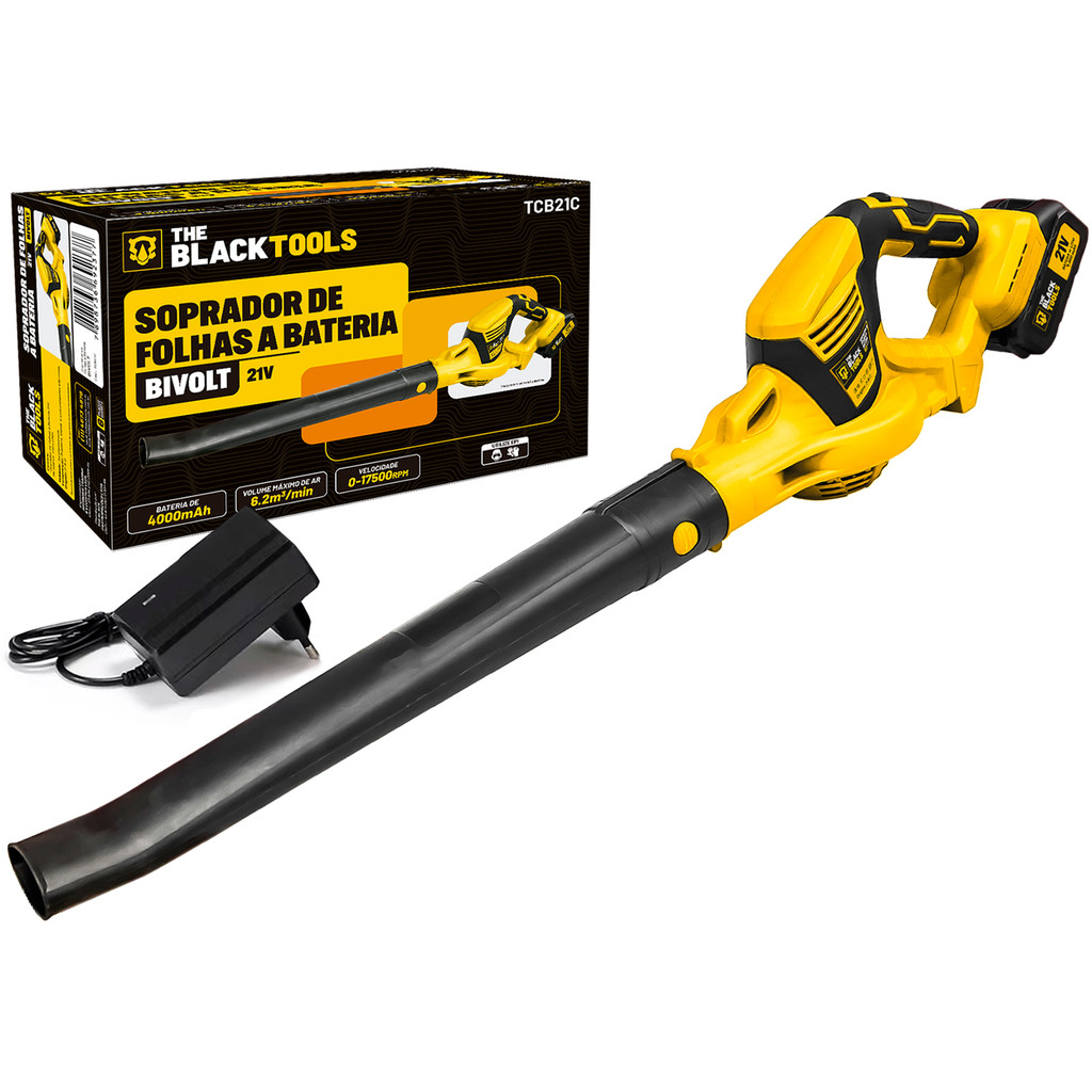 Soprador De Folhas A Bateria 21v Elétrico Bivolt Cor Amarelo 110v/220v Tcb21c The Black Tools em Oferta na Shopee