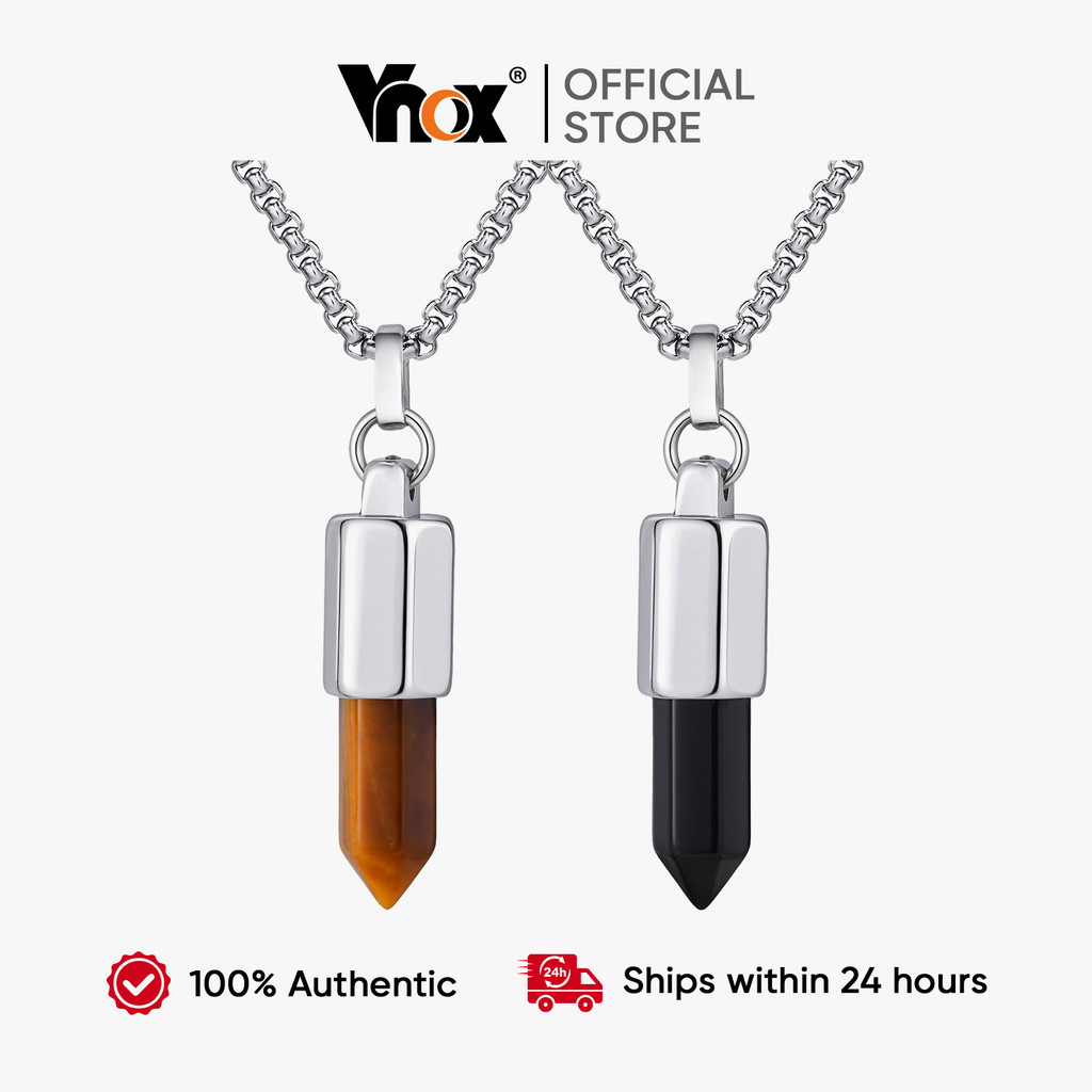 Vnox Colar De Pedra Natural , Cabeça De Bala , Camada Dupla Em Camadas , Casais , Hip-Hop , Masculino , Acessórios De Ro em Oferta na Shopee