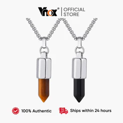 Vnox Colar De Pedra Natural , Cabeça De Bala , Camada Dupla Em Camadas , Casais , Hip-Hop , Masculino , Acessórios De Ro