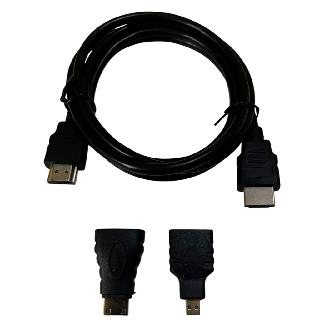 Cabo Hdmi 1,5m Com Mini E Micro Hdmi Para Câmera Filmadora