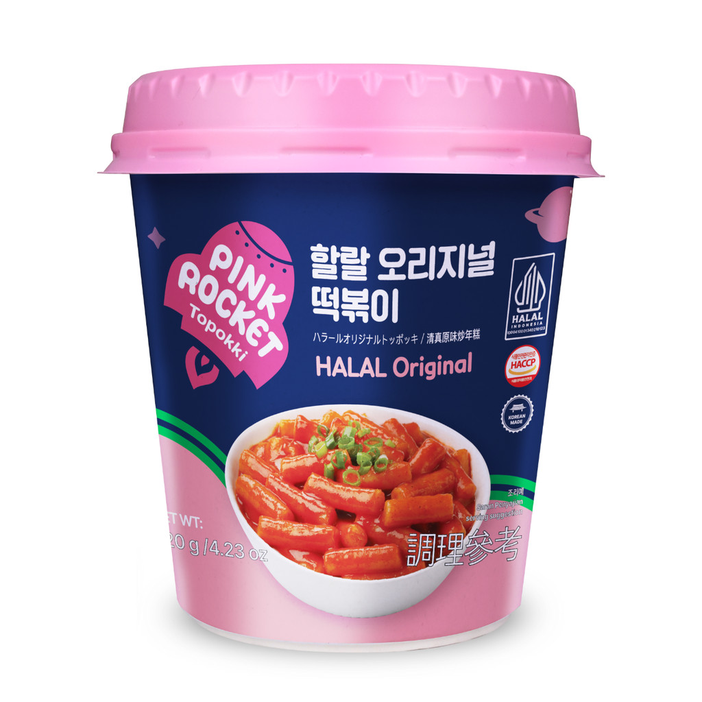 Topokki Coreano Instantâneo Picante HALAL Pink Rocket Original 120g