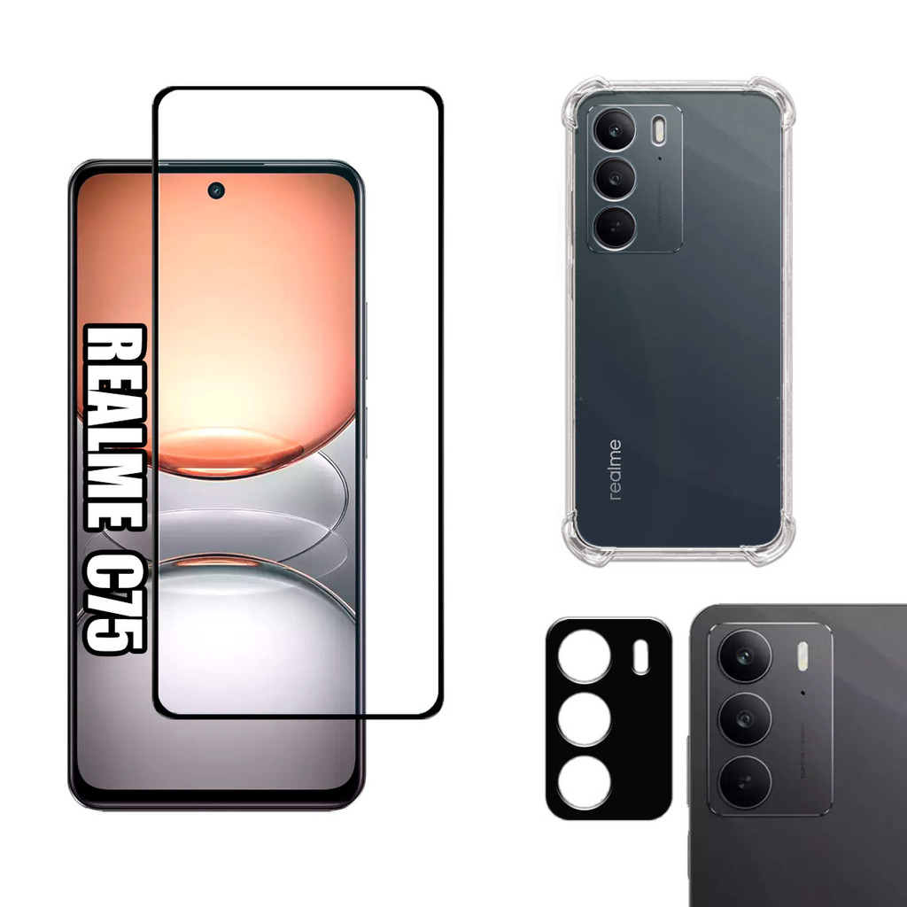 KIT Para Realme C75 - Película de Vidro 3D - Capa - Câmera em Oferta na Shopee