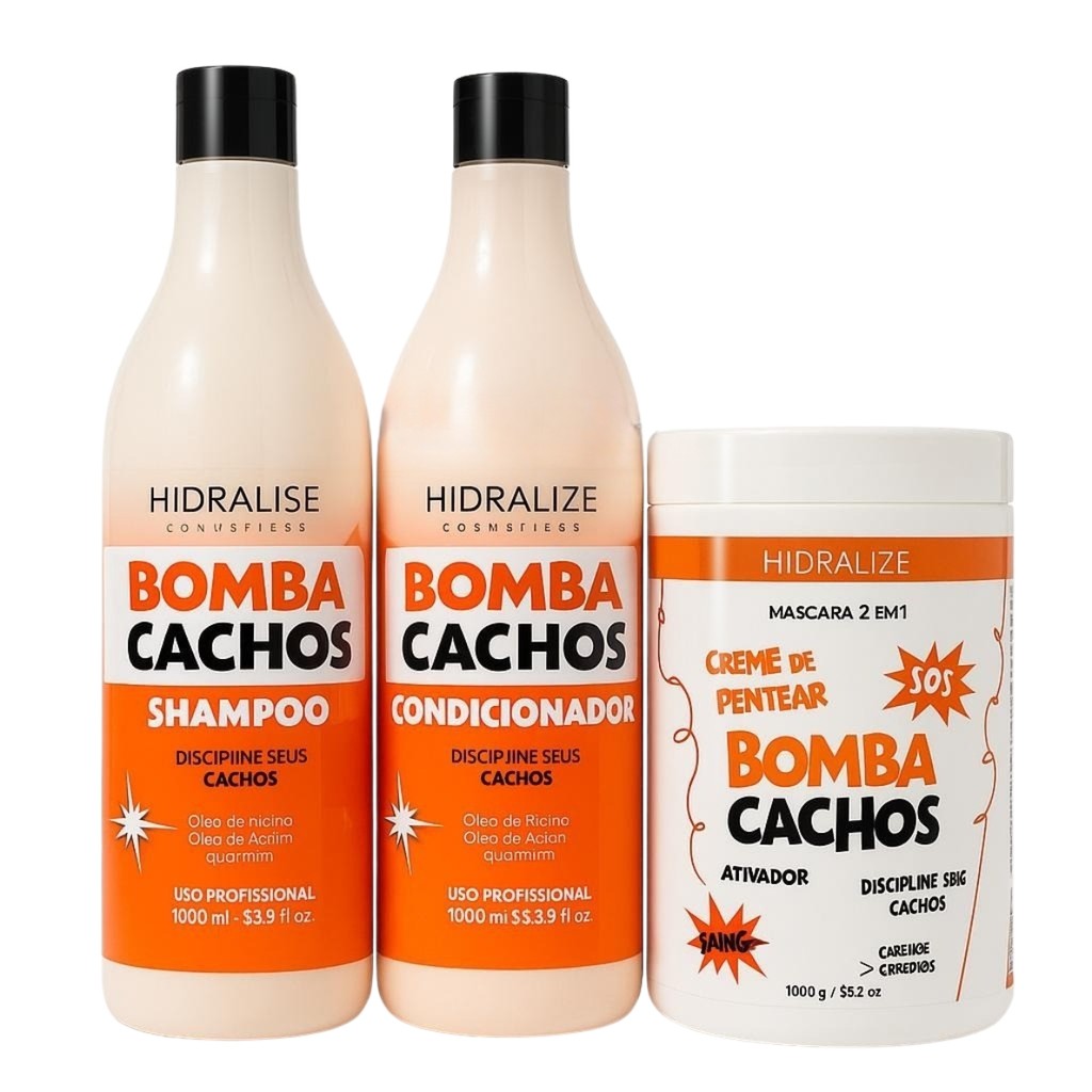 Kit Bomba Cachos Hidralise Shamp. e Cond. 1L + Mascara 2 em 1 Ativador de Cachos 1kg  - Hidralise