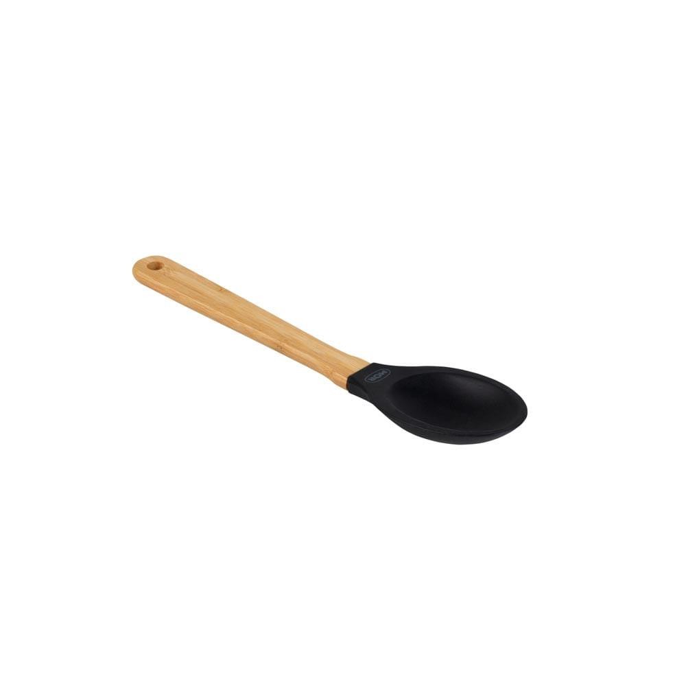 Colher Silicone e Bamboo Preto em Oferta na Shopee