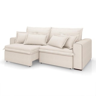Sofá 3 Lugares Retrátil e Reclinável Cannes Linho Bouclé Cru 240 cm em Oferta na Shopee