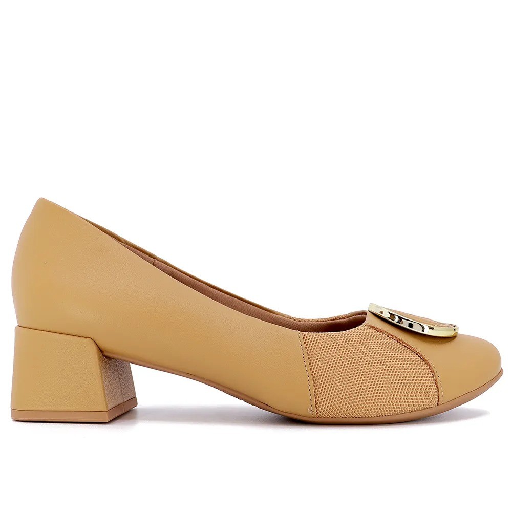 Scarpin Feminino Usaflex Salto Bloco Couro Joanetes AG1623