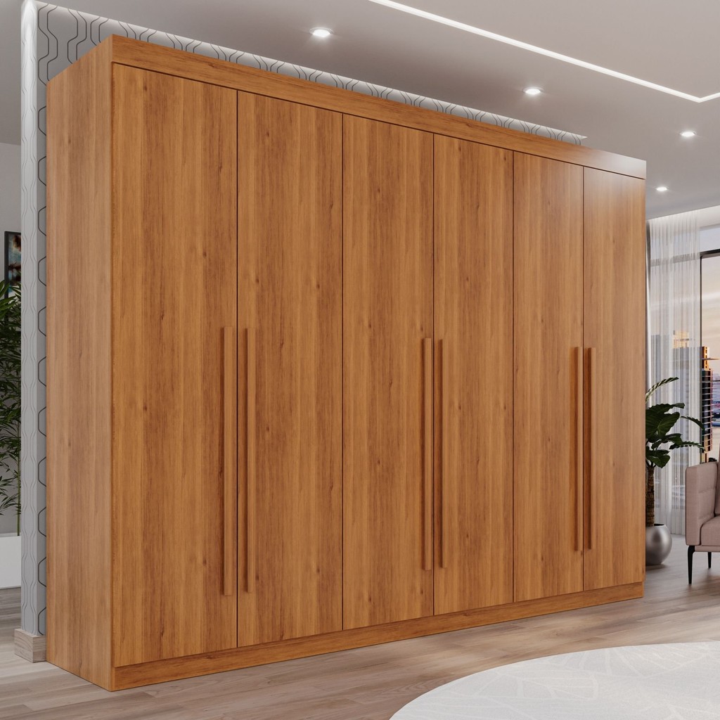 Guarda Roupa Casal 6 Portas 6 Gavetas Gramado 100% MDF Cinamomo em Oferta na Shopee