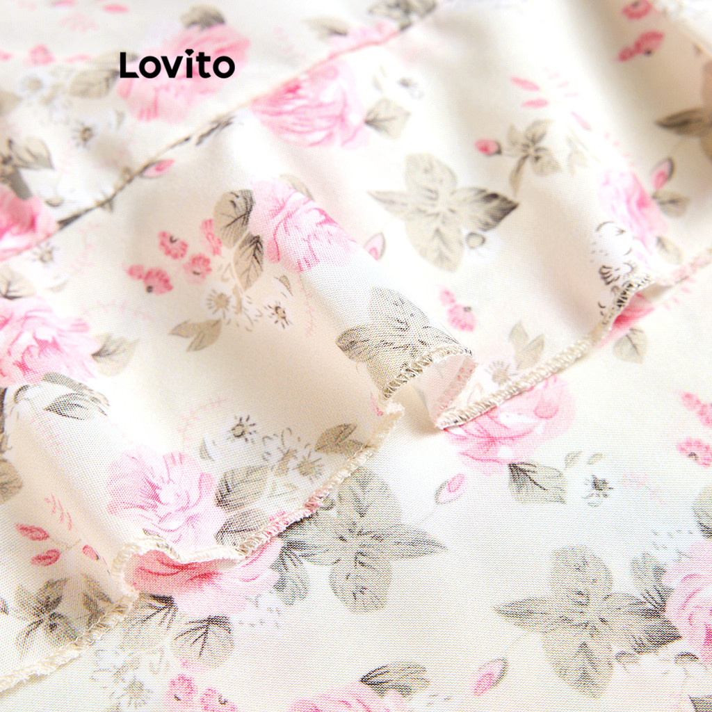 Detalhes do Lovito Saias Casuais Ditsy Floral Ruffle Hem Saia Para Mulheres L101AD256
