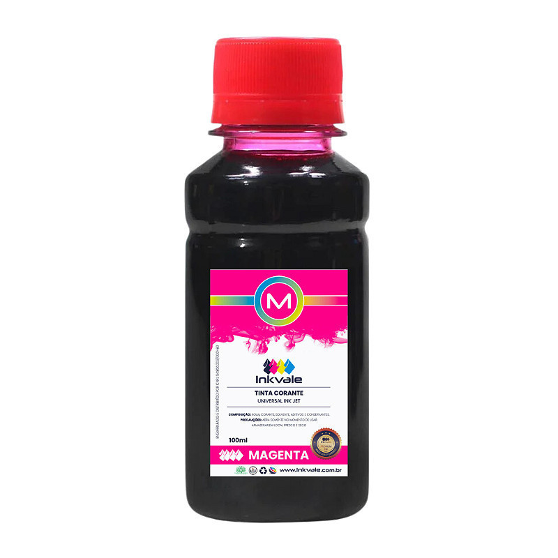 Tinta Corante Universal Inkvale Recarga de Cartuchos Impressora HP e outros - 100ml Magenta Impressora
