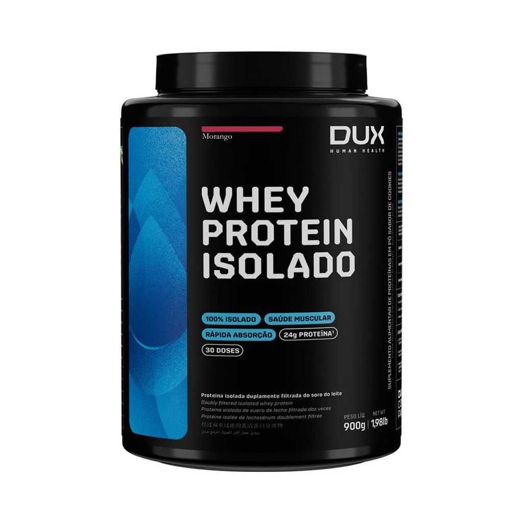 Whey Protein Isolado - 900g Morango - Dux Nutrition