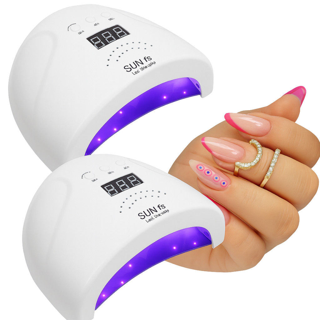 Kit 2 Cabine Sun One Profissional Original Digital 48w Bivolt Led Uv Secagem Unhas Gel Branco esmaltes esmaltação nail