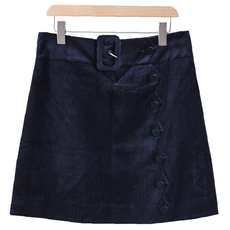 Desconto em marca Roupas femininas [Yi] Primavera novo estilo ouro veludo elegante saia curta 086