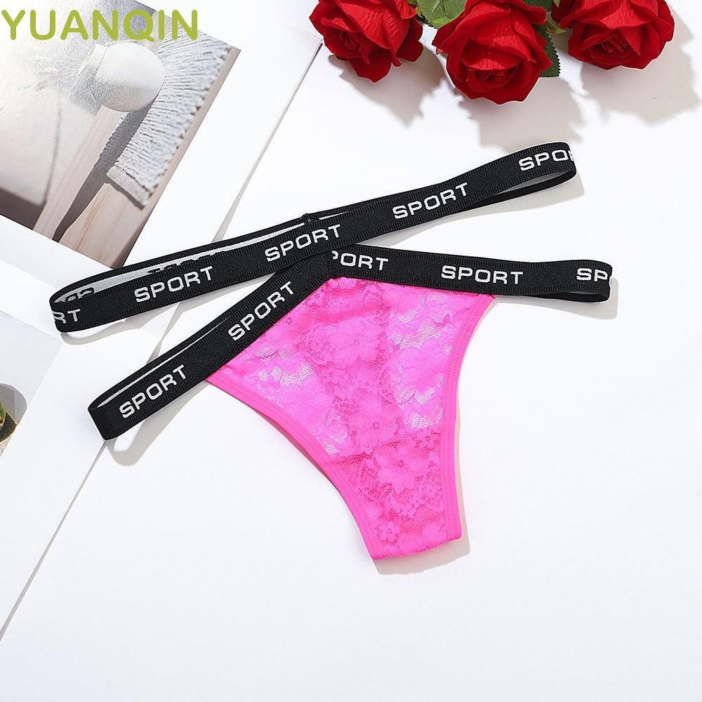 YUANQINZT Calcinha Fio Dental De Renda , Letras Inglesas Esportivas Sem Rastros , Cuecas Femininas E Flores , Virilha De