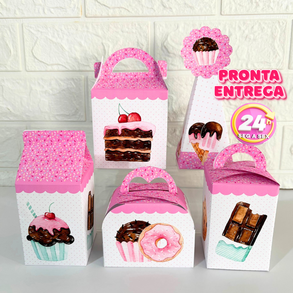 Caixinhas Confeitaria Doceria Pegue e Monte Lembrancinhas para Festa Infantil Aniversário