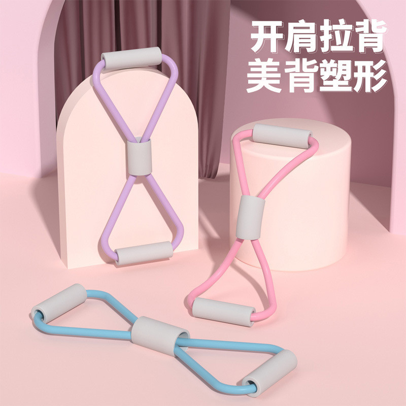 Figura 8 tensor feminino ombro aberto aberto volta tensão corda elástica doméstico Fitness Yoga equipamentos personagem