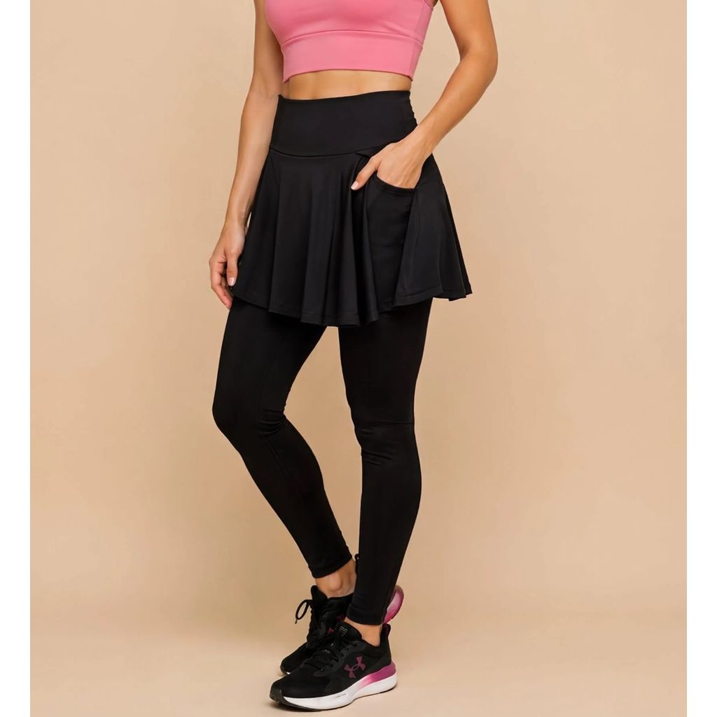 Legging Saia Leg Fitness Evangélica  bolso Feminina Academia