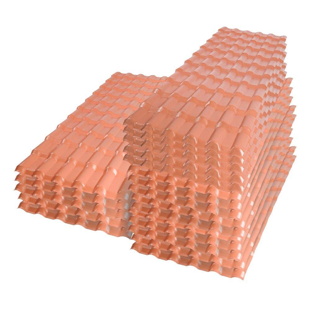 Kit com 20 Telhas PVC Plan Afort Terracota 2,42x0,88m 6 Ondas