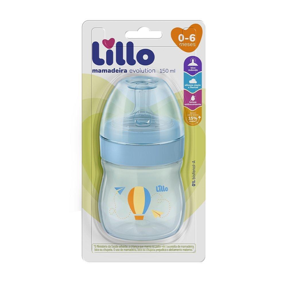 Mamadeira Lillo Super Evolution Primeiros Passos Silicone 150ml Azul