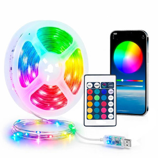 Fita de LED RGB 10M USB CONTROLE por APP Bluetooth Sincroniza Música Pisca-Pisca Decoração Natal