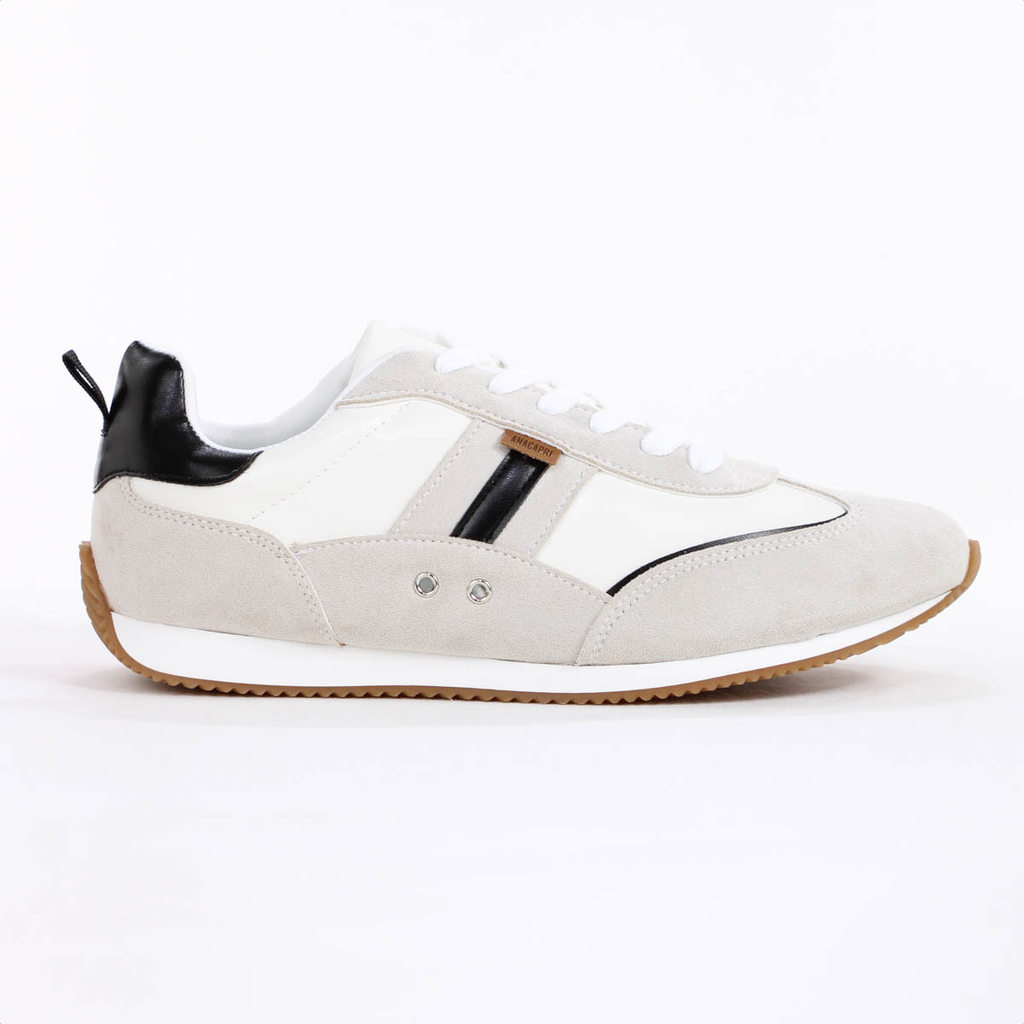 Tênis Anacapri Recortes Contrastantes Cinza e Branco - Feminino
