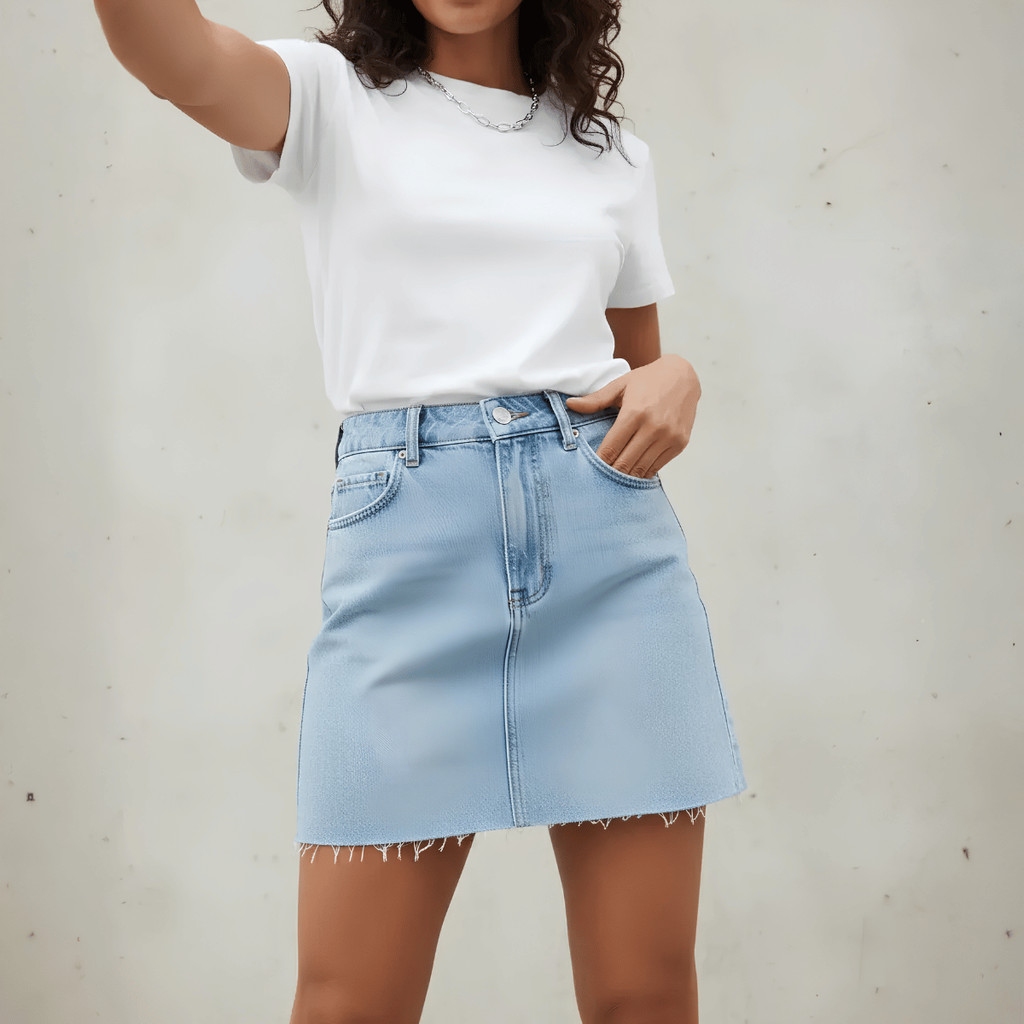 Saia Jeans Feminina Encurtada Com Barra A Fio Colcci