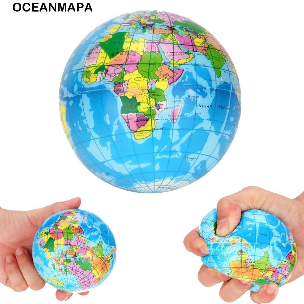 OCEANMAPA Mapa Geografia Mundial Bola Elástica Novidade Mordaça Brinquedo Exercício De Pulso Terra Globo Modelo Espuma D