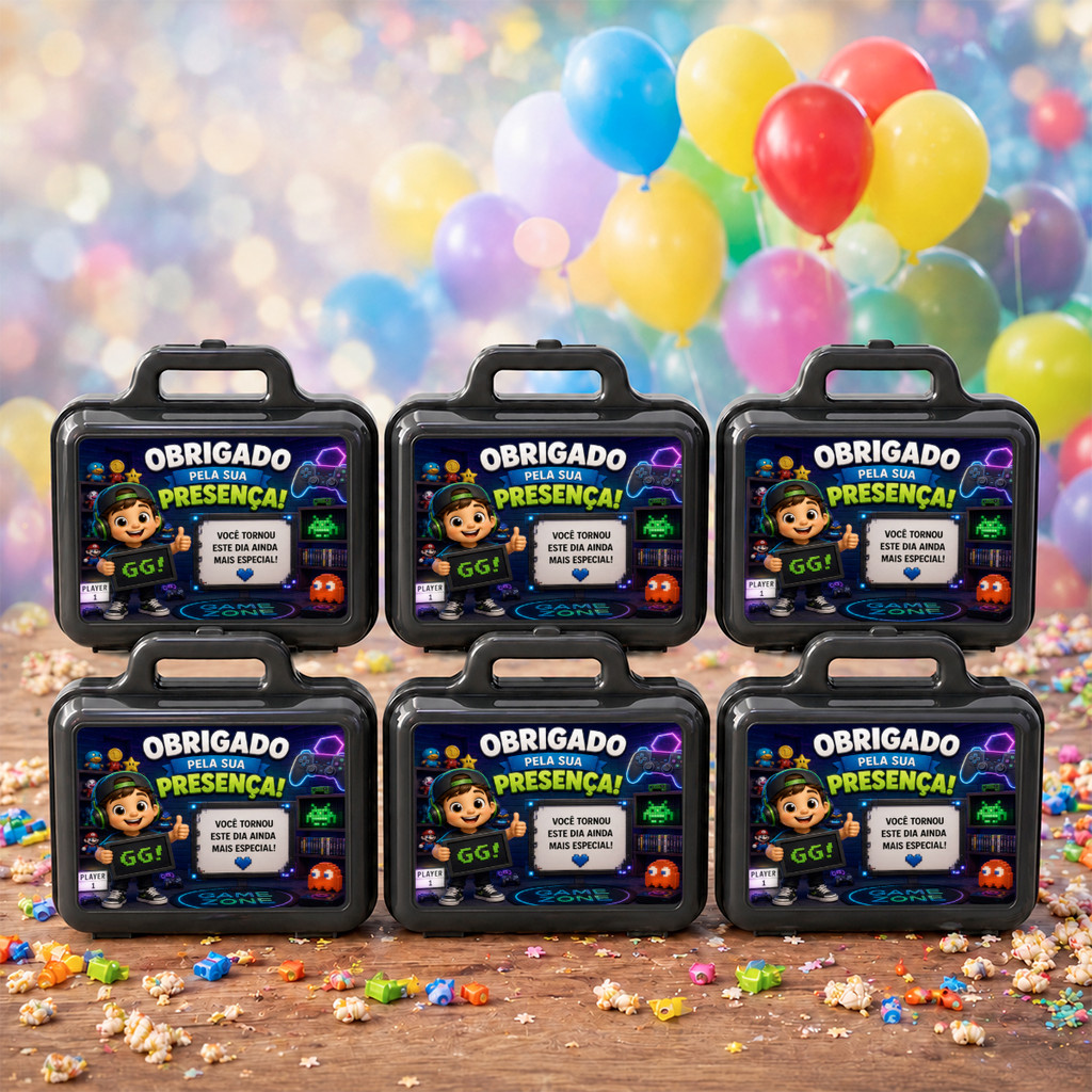 Kit Festa Gamer 10 Maletinhas Personalizadas Criança