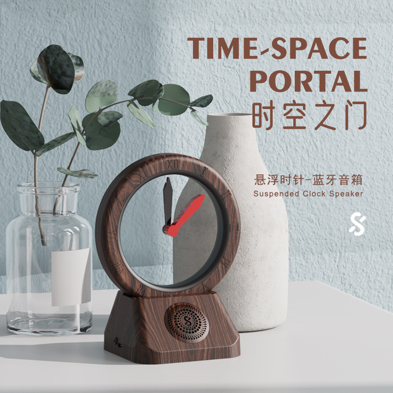 Novo tempo transfronteiriço porta retro pendurado hora mão alto-falante bluetooth retro criativo invertendo relógio alto