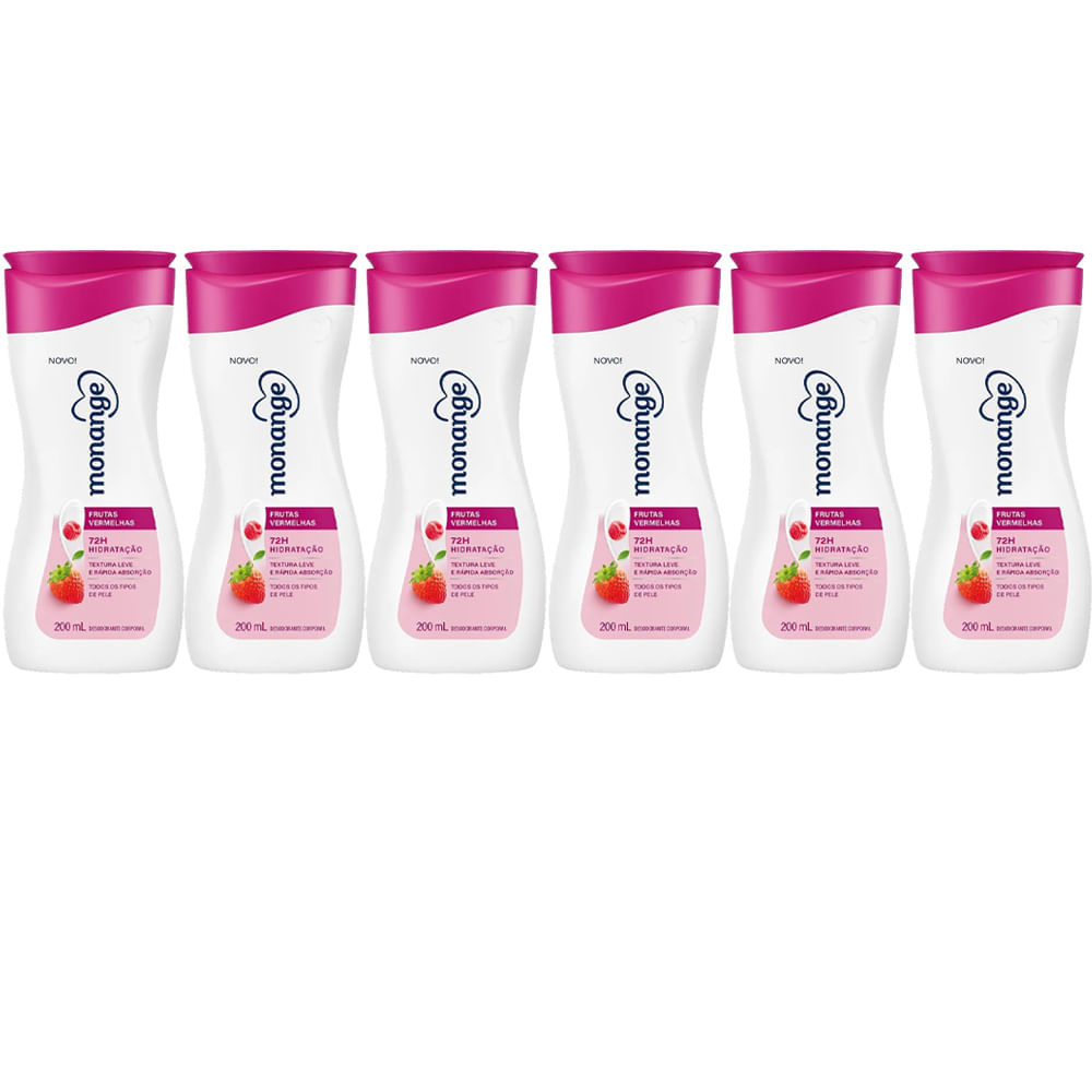 kit Creme Hidratante Corporal Monange Frutas Vermelhas 200ml  - 6 Unidades