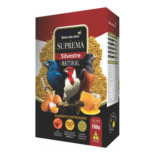 Ração Suprema Silvestre Natural Azulão Galo Campina Própolis Alimento Pássaros Médio Porte