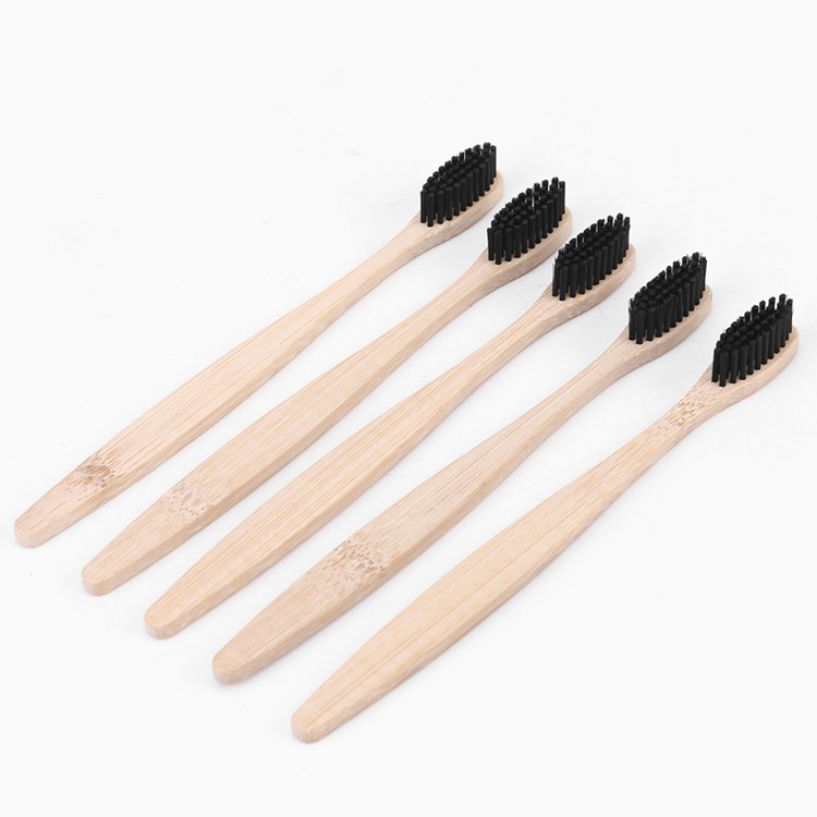 Escova De Dentes De Bambu 10Pcs Eco Friendly Resuable Toothbrush Adulto De Madeira Macia Preto