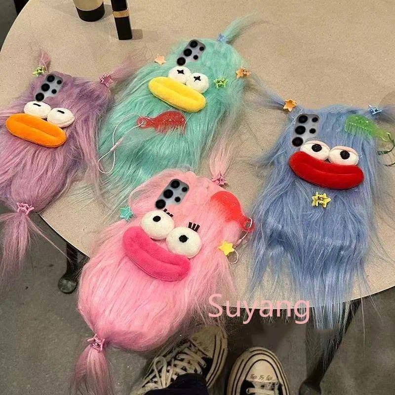 INS Coreano Wacky Plush Case Para Samsung Galaxy S26 Ultra S25 FE S24 Plus A07 A17 A37 A57 A06 A16 A26 A36 A56 A05S A15