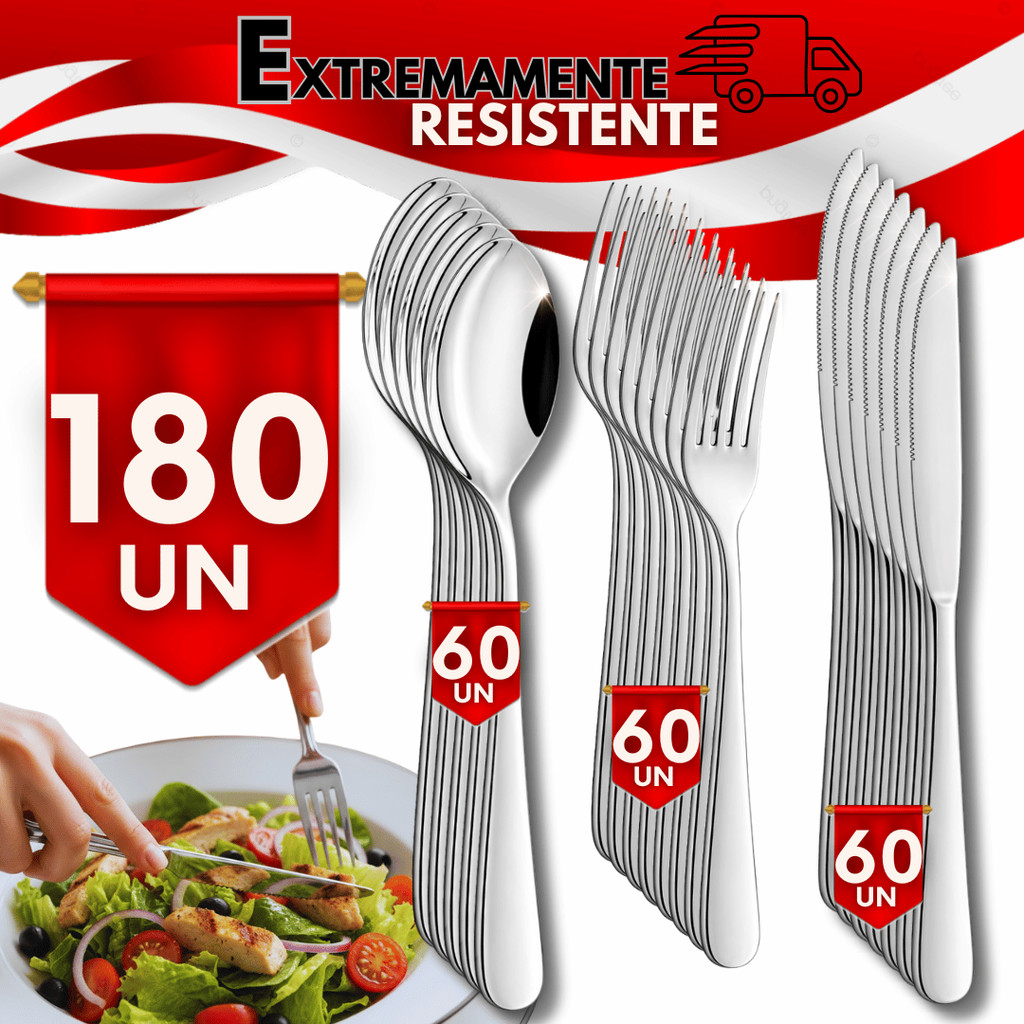 Kit 180/150 Garfo Faca Colheres Aço Inox Cozinhas Restaurante Buffet Talheres Qualidades Praticidad
