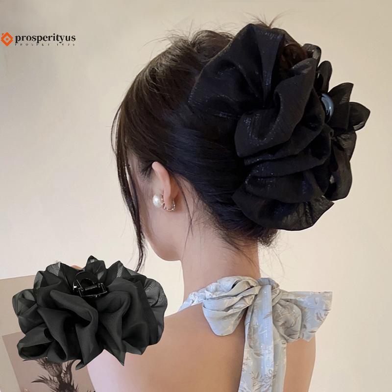 [PPTS] Grande Arco Malha Hairpin Temperamento Elegante Feminino Grampos De Garra De Cabelo Princesa Cocar Moda Grab Clip