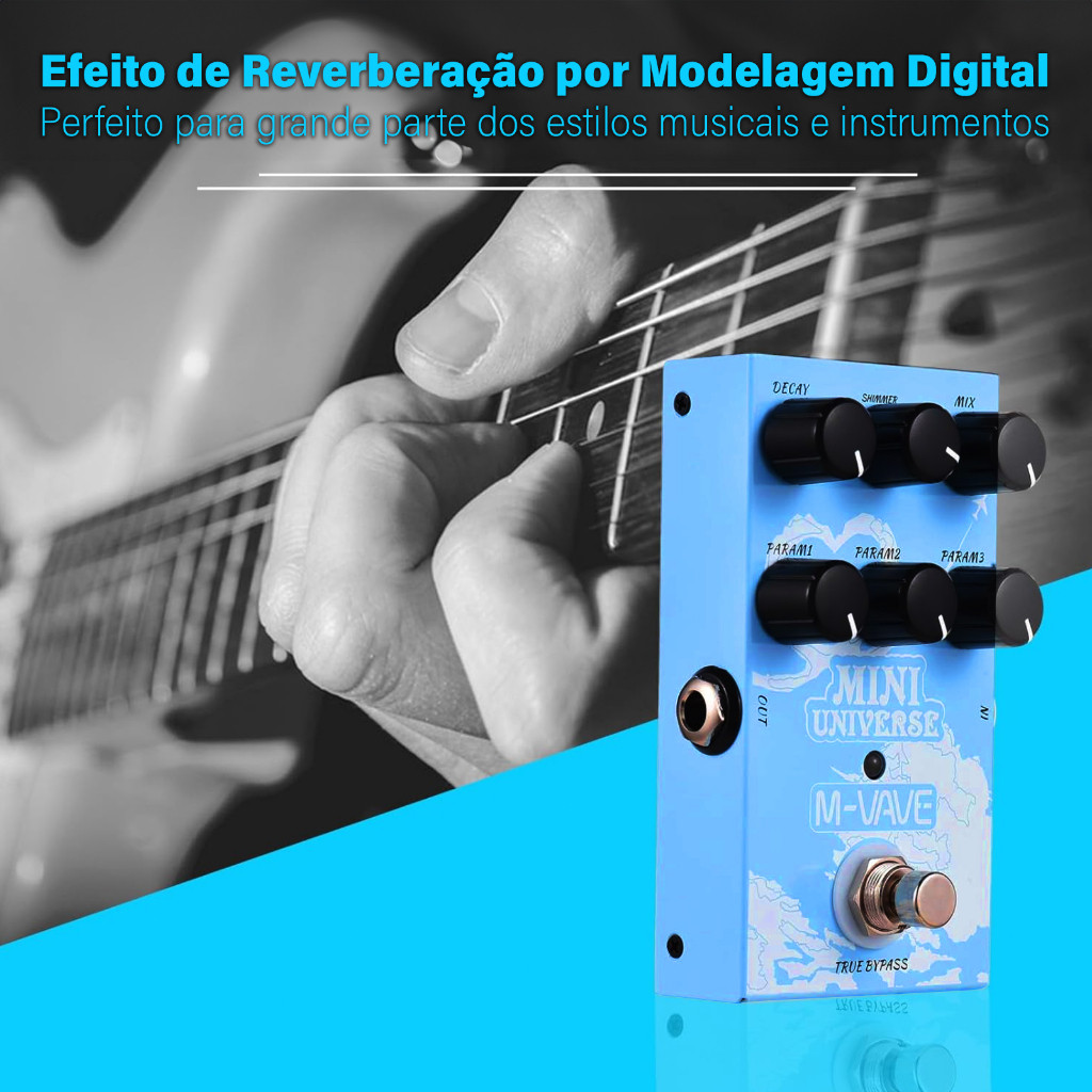Pedal de efeito para guitarra M-VAVE Pedal de reverberação digital Efeito de reverberação de modelagem digital com — imagem 2 de 2