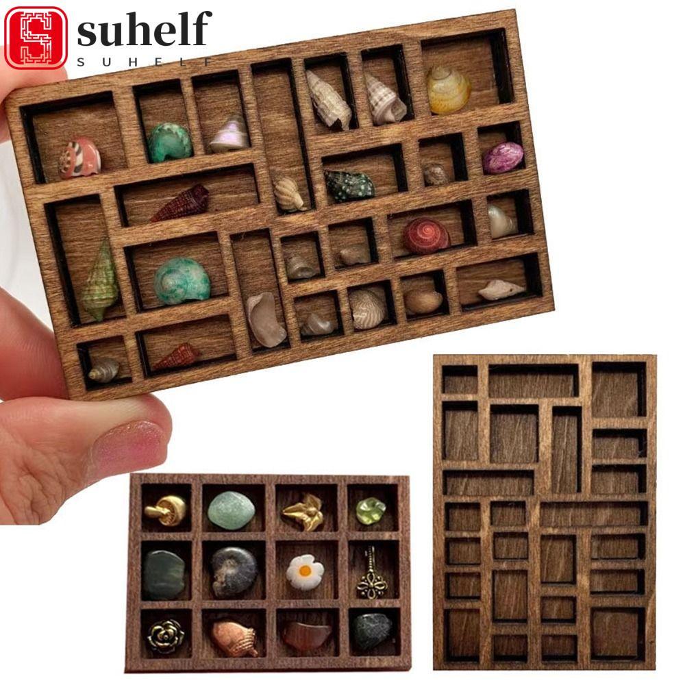 Prateleira De Bugigangas Em Miniatura SUHELF , Compartimentos , Grades Variadas , Mini Porta-Joias , Marrom
