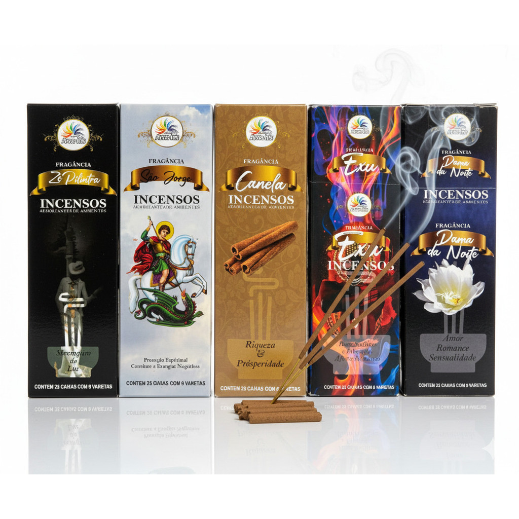 Kit Com 25 Caixinhas De Incenso Com 8 Varetas Aromas Variados