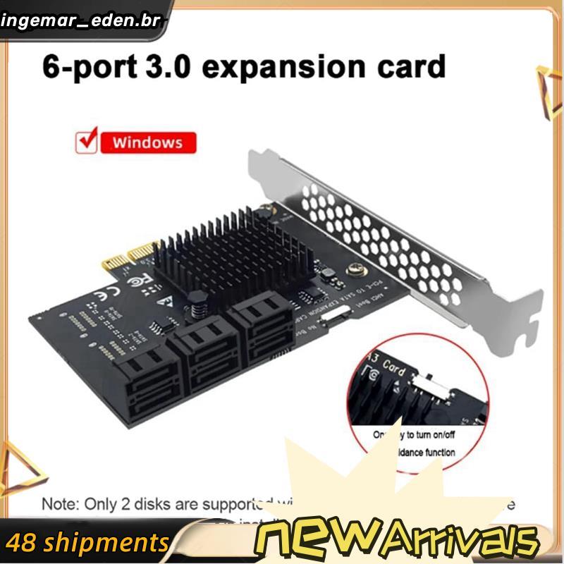 Placa De Expansão PCI-E Para 6 Portas SATA3.0 Adaptador De Mesa De 6 Gbps Discos Rígidos De Estado Sólido Mecânicos